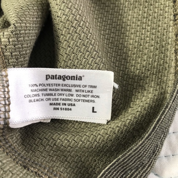 Sold* Patagonia Capilene Shirt Mens Size Large Long Sleeve Olive Green Base Laye - Picture 7 of 11
